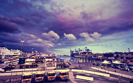 Genova - clouds, genoa, water, beautiful, city, architecture, port, genova, italy, sky