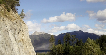 Mountains & clouds of Banff 09, Alberta - Canada - mountains, blue, white, sky, clouds, photography, trees, nature, green