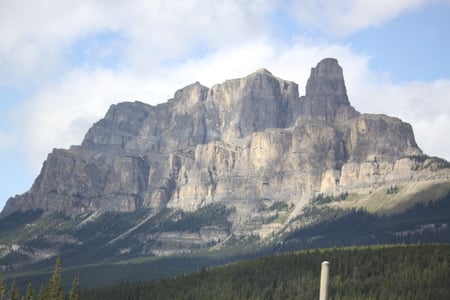 Mountains of Banff 10, Alberta - Canada - clouds, trees, blue, photography, majestic, white, nature, green, mountains, sky, banff