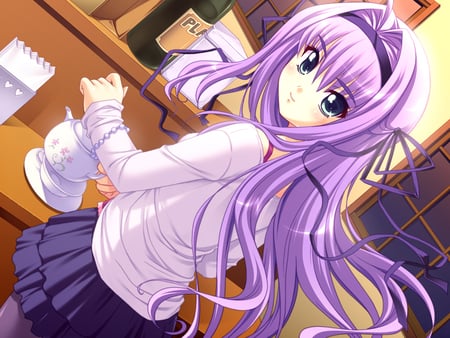 Sarina Takabame - purple, lila, sarina takabame, anime, yuki nochi fururu, anime girl