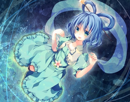 Kaku Seiga - girl, blue, kaku seiga, anime, short hair, dress