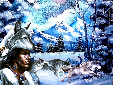 INDIAN - nature, 2012, wolf, wolfs, indian, color, mountains