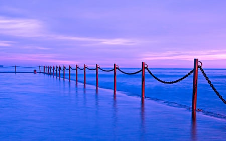 Do Not Go Aheed - beaches, pc, panorama, colorful, widescreen, amazing, purple, view, cool, paysage, guard-rail, cena, fence, multi-coloured, computer, wallpaper, scenario, maroon, nature, pathway, pink, beautiful, photoshop, high definition, sea, beauty, nice, sky, chain, photography, water, image, path, oceanscape, oceans, brown, multicolor, desktop, scene, paisagem, background, day, seascape, pillars, waterscape, paisage, violet, hd, picture, colours, blue, cenario, scenery, awesome, colors, pool, photo, natural