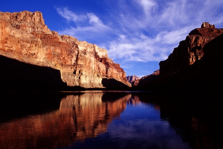 Lake Reflection - mountains, sky, lake, shadows