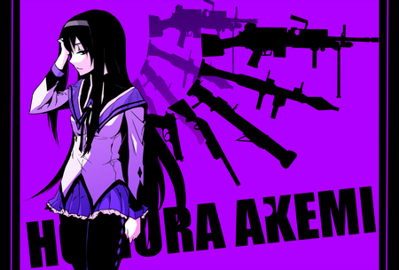 Akemi Homura - homura, akemi, mahou shoujo, madoka magica, guns, magica, long hair