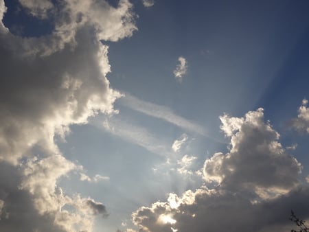 Sky - blue sky, clouds, sun, sky