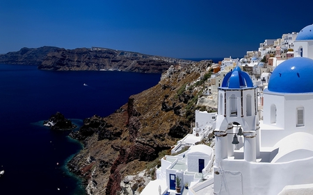 Greek Isle - isle, greece, church, cliffs