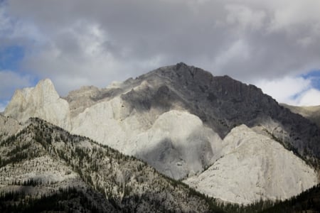 Mountains of Banff 14, Alberta - Canada - sky, trees, photography, majestic, mountains, white, nature, banff, clouds, blue, green