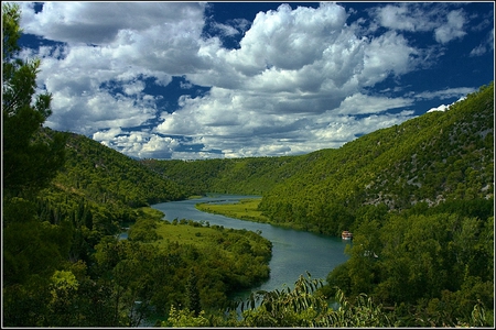 River in Green - picture, cool, river, green, mountains