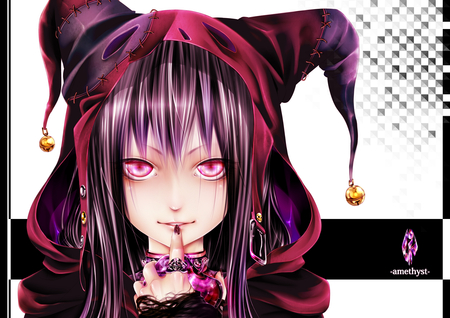 original - red eyes, girl, bicolors, long hair, purple hair