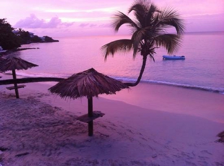 Sunset Over The Beach - nature, sky, ocean, beach, clouds, sunset