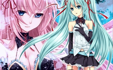 Luka and Miku - girls, hatsune miku, vocaloid, megurine luka