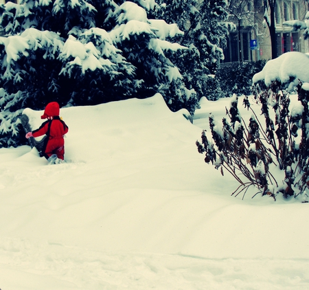 Child snow - white, nature, landscape, snow, winter