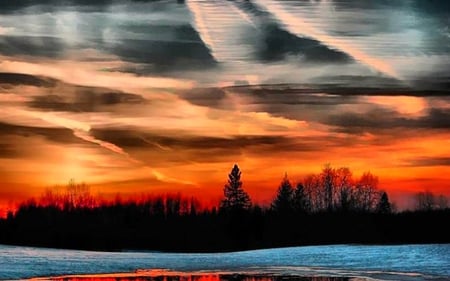 Amazing sky - nature, sky, burning, clouds, winter, fire