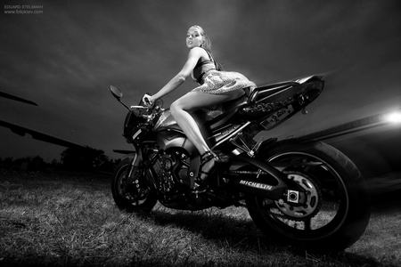 UP AND AWAY - sexy, hot, photography, cheeky, bw, motorbike