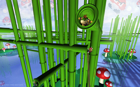 Down The Tubes - mario, game, green, art