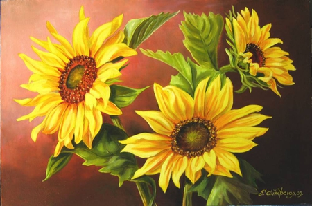 Elena Samarskaya . Picture : Sunflowers. 2009 year.