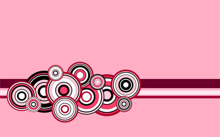 Circles on Pink - circles, pink, line