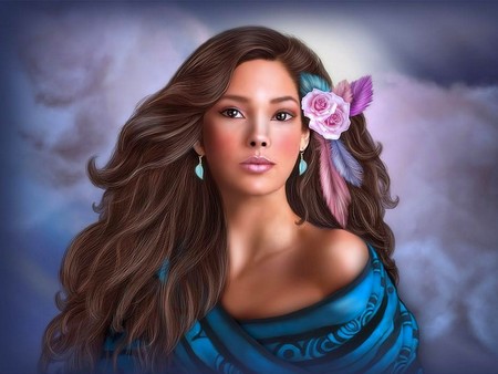 girl face - fantasy, girl, face, color, hair