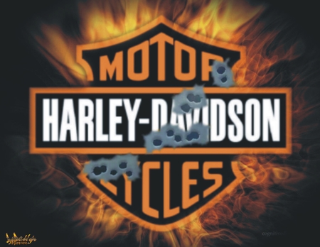 Harley-Davidson gun shot - motorcycle, logo, fire, gun shot, harley davidson, flamme