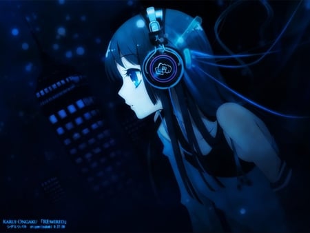 Music saves me - girl, headphones, music, anime, long hair