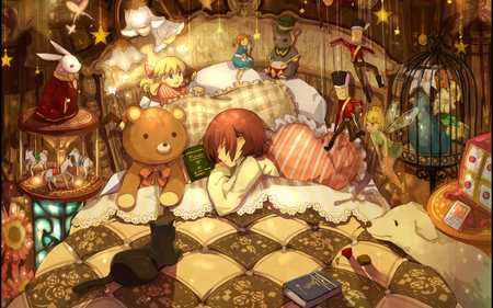 Sweet dreams - toy soldier, doll, teddybear, anime, fairy