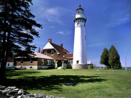 Seul Choix Lighthouse, Lake Michigan, Schoolcraft County, Michigan - schoolcraft county, lake michigan, seul choix lighthouse, michigan