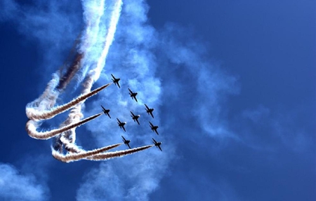 Airily show - nice, others, photography, air show, blue sky, smokes, abstract, photo, aviation