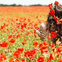 Girl in flower fields