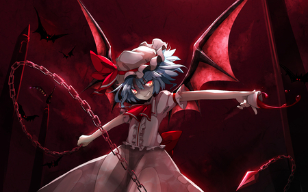 anime girl - rokusai, anime, touhou, red, girl, demon, scarlet, remilia