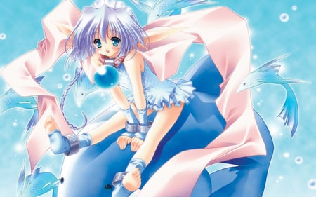 Blue bubble - bubble, girl, anime, blue