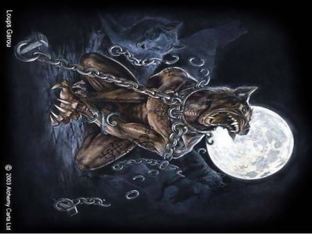 Werewolf Chained - lycan, chained, werewolf, monster