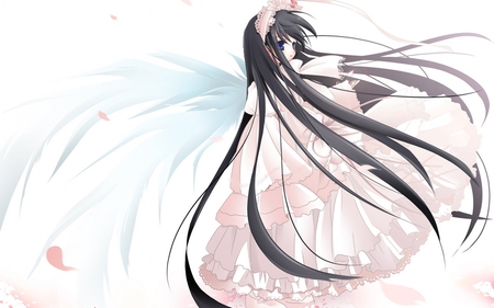 White angel - dress, anime, angel, wings