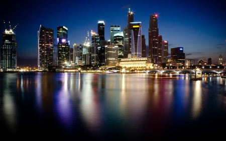 Singapore reflections - water, skyscraper, cityscape, sea