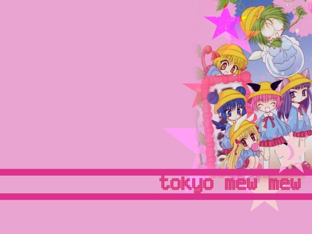 Chibi Mew Mews Going to school - stars, mew mews, pink, tokyo mew mew, chibi, anime, other