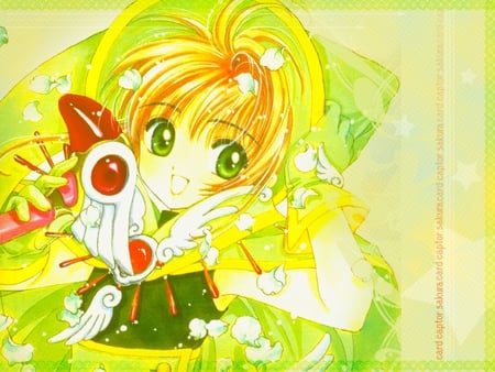 Lemony Sakura - anime, sakura, cardcaptor sakura, green, staff, lemon