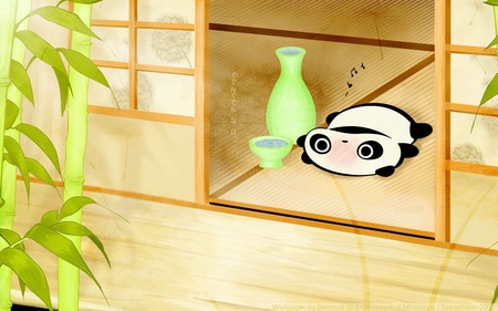 Terupanda - view, panda, terupanda, sake, drunk, cute, bamboo