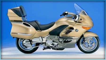 BMW K1200LT - white, tan, blue, tires, classic, motorcycle