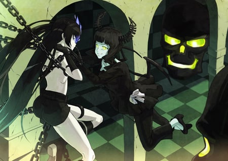 Anime - anime, chains, green, brs, skull