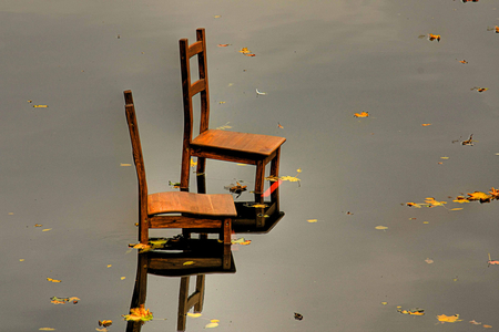 Complicated - abstract, water, photofraphy, wood, special, chairs, leaves, autumn, background, place, lakes, silent