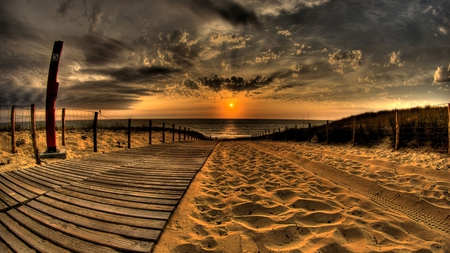 late sunset - nature, beach, sunset, sand