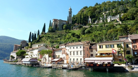 lakeside village - village, lake, restaurants, switzerland