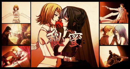 Secret Black Vow - love, gun, angel, black, len, hatsune, rin, kagamine, vocaloid, miku, apple