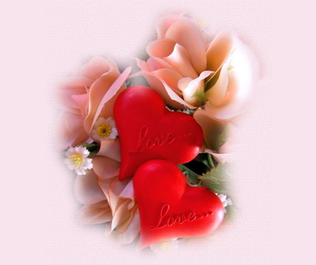 Love for you and me - love, hearts, flowers, pink