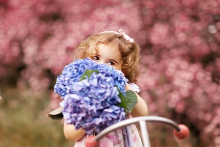 Summer in her Eyes - cycle, summer, blue, girl, eyes, lovely, baby, flower