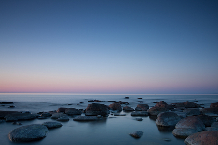 Blue.. - beauty, sky, background, water, image, shore, place, rocks, nature, picture, oceans, purple, blue, silence