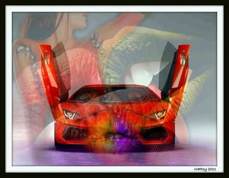 fav car - lips, rainbow, female, lamborghini