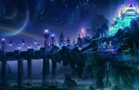 Dreaming with the stars - star, fantasy, night, castle