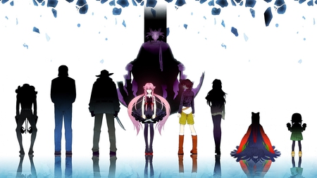 Mirai Nikki - reisuke, keigo, deus ex, yomotsu, yuno, minene, takao, yukiteru, mirai nikki, ai