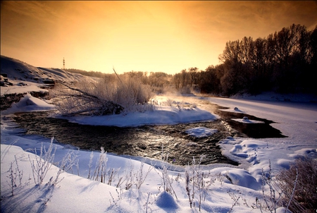 Winter  on the river - winter, nature, wallpapers, river